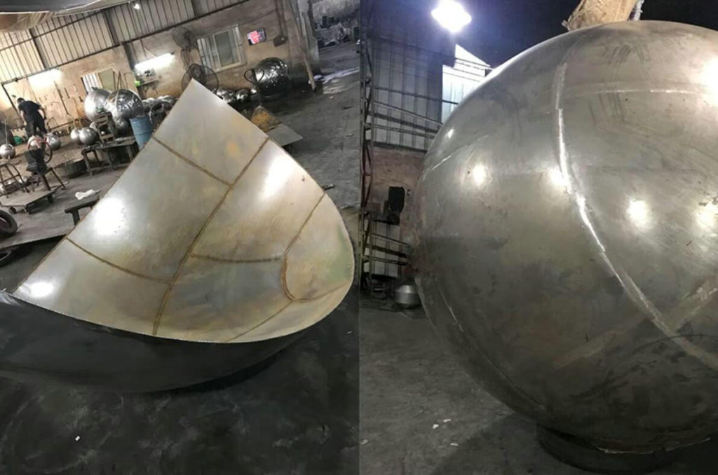 2750mm Large Stainless Steel Hollow Ball Cut To Quarter metal sphere
